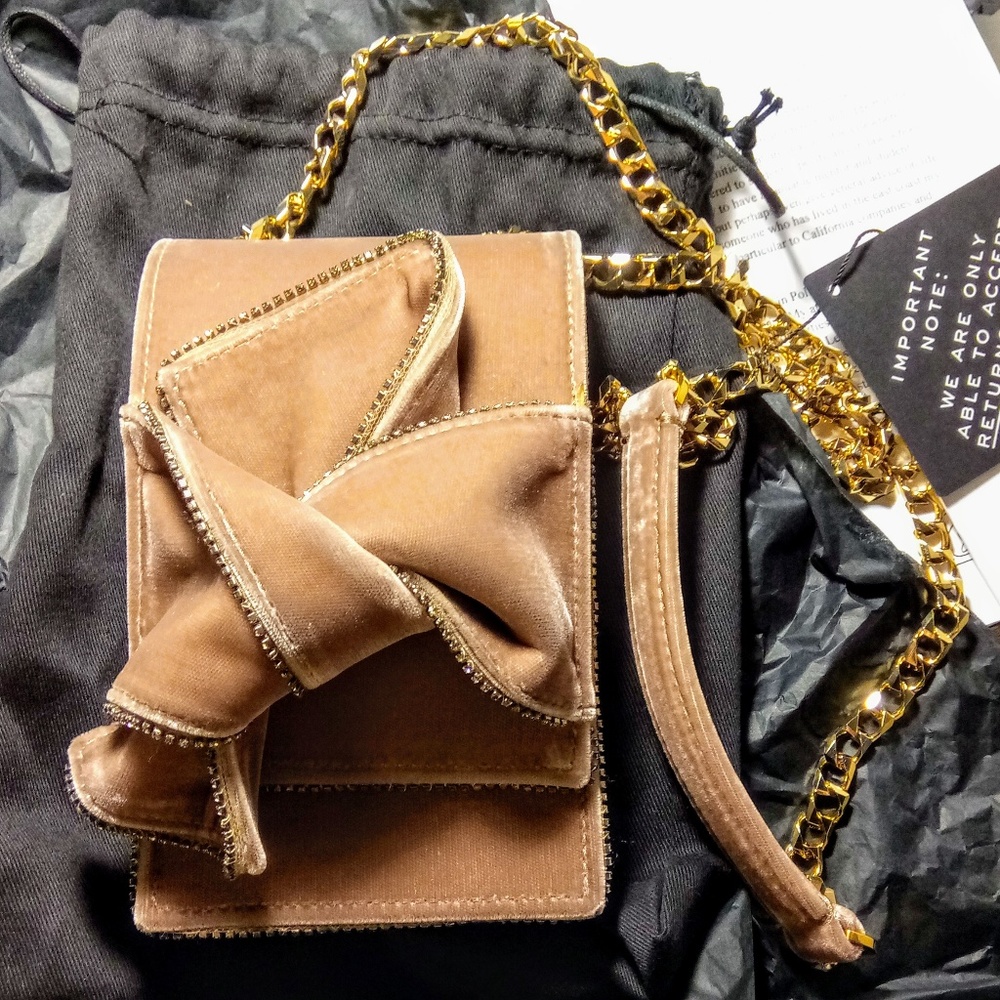 N21 Micro Bow Bag In Pink Velvet in Light Pink